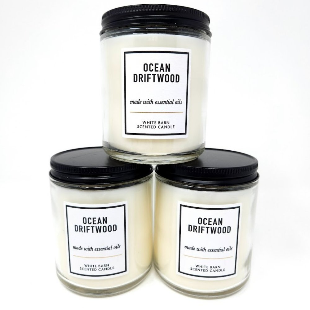 Ocean Driftwood Single Wick Candles, Set of 3, 7 oz each, BBW, New